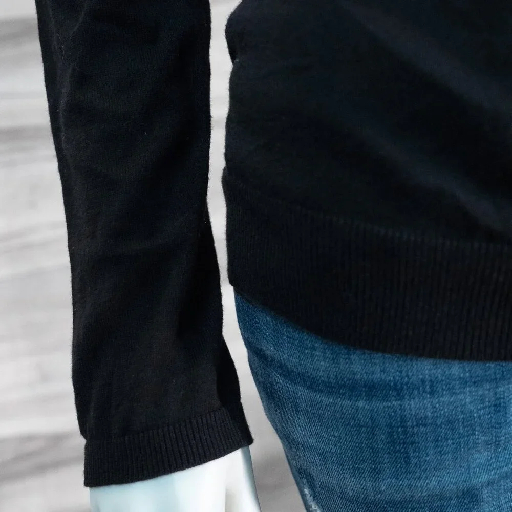 Talbots Black Ruffle Cardigan - Picture 2 of 5